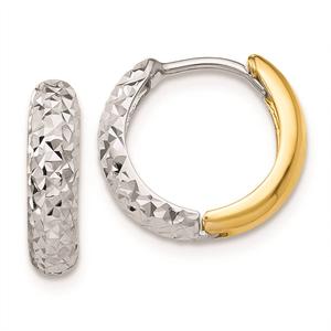Gold Classics(tm) 14kt. Two-tone Diamond Cut Hoop Earrings