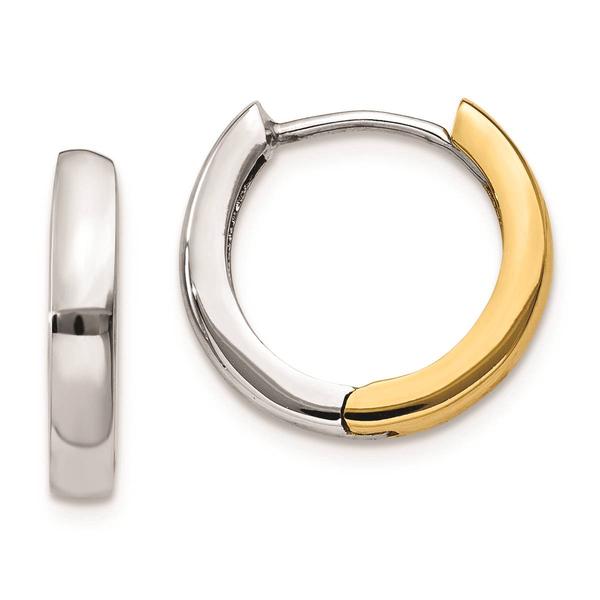 Gold Classics(tm) 14kt. Two-Tone Gold Hinged Hoop Earrings