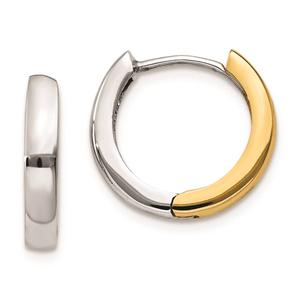 Gold Classics(tm) 14kt. Two-Tone Gold Hinged Hoop Earrings