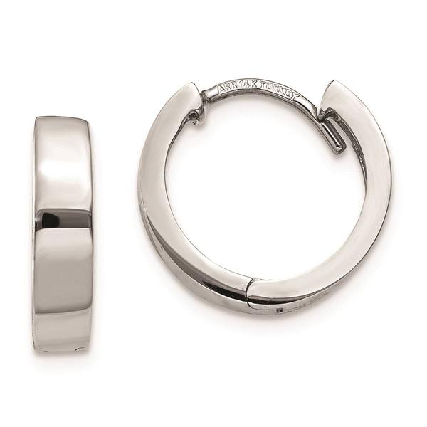 Gold Classics(tm) 13mm White Gold Hinged Hoop Earrings