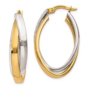 Gold Classics(tm) 14kt. Two-Tone 30x18.5mm Hoop Earrings