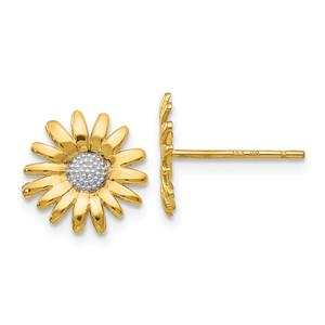 Gold Classics(tm) 14kt. & Rhodium Mini Daisy Stud Earrings