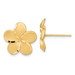 Gold Classics(tm) 14kt. Diamond Cut Plumeria Stud Earrings