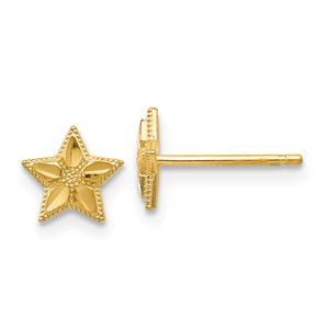 Gold Classics(tm) 14kt. Polished Diamond Cut Star Stud Earrings