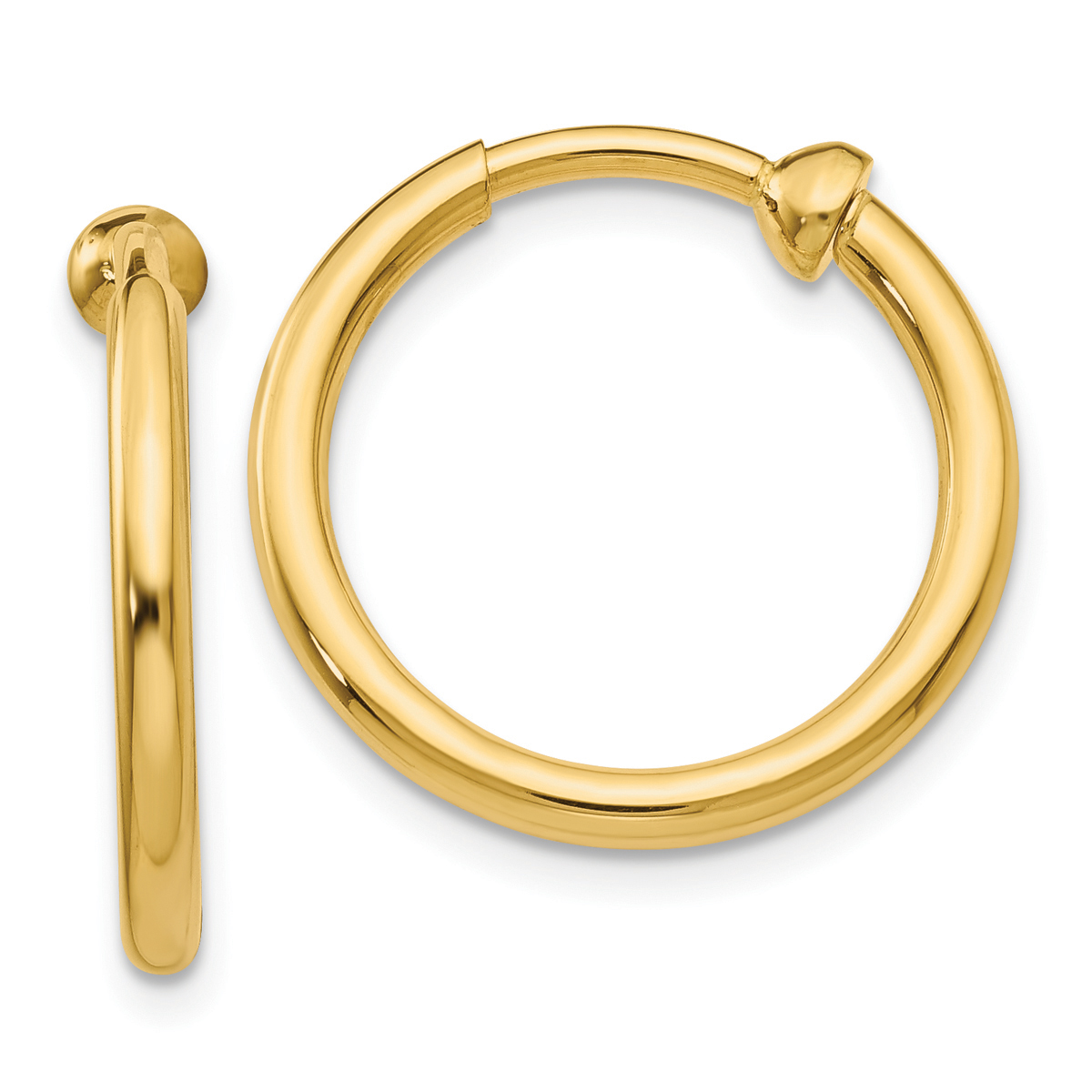 Gold Classics(tm) 14kt. 15x2mm Non-Pierced Hoop Earrings