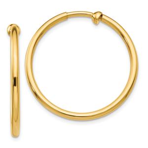 Gold Classics(tm) 14kt. 25x2mm Non-Pierced Hoop Earrings