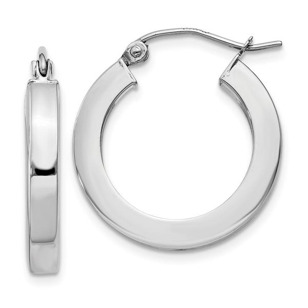 Gold Classics(tm) 14kt. White Gold Square Tube Hoop Earrings