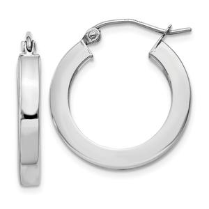 Gold Classics(tm) 14kt. White Gold Square Tube Hoop Earrings