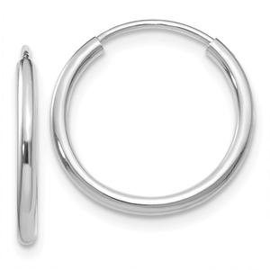 Gold Classics(tm) 14mm. 14kt. White Gold Polished Hoop Earrings