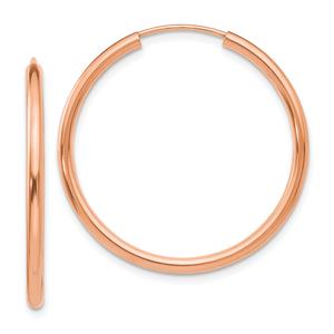 Gold Classics(tm) 29.5mm. 14kt. Rose Polished Hoop Earrings