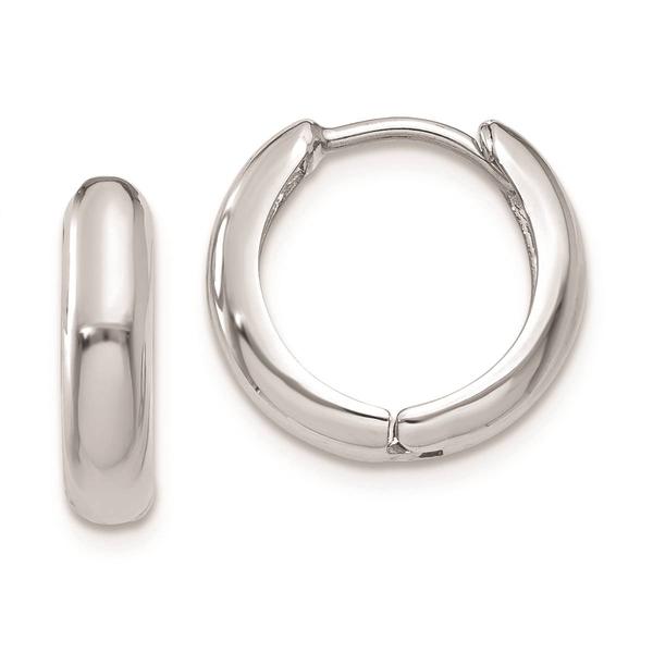 Gold Classics(tm) White Gold Hinged Hoop Earrings