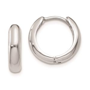 Gold Classics(tm) White Gold Hinged Hoop Earrings