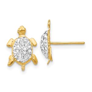 Gold Classics(tm) 14kt. Gold Crystal Turtle Stud Earrings