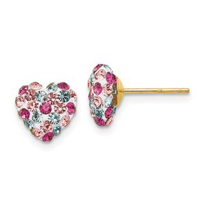 Gold Classics(tm) 14kt. Multi Crystal 8mm Heart Stud Earrings