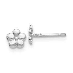 Gold Classics(tm) 14kt. White Gold Polished Flower Earrings