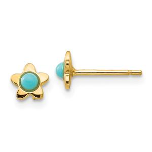 Gold Classics(tm) 14kt. Polished Turquoise Star Post Earrings