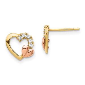 Gold Classics(tm) 14kt. Two-Tone Heart Stud Earrings