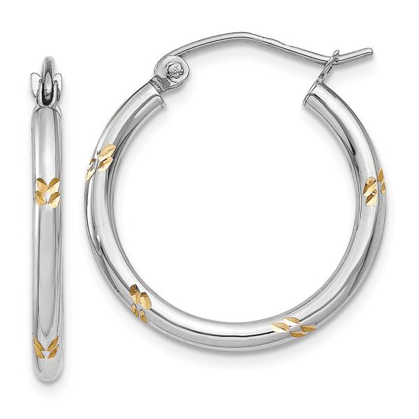 Gold Classics(tm) 14kt. White Gold & Rhodium Hoop Earrings