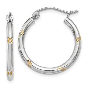 Gold Classics(tm) 14kt. White Gold & Rhodium Hoop Earrings