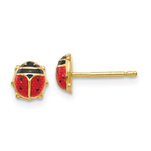 Gold Classics(tm) 14kt. Enameled Ladybug Stud Earrings
