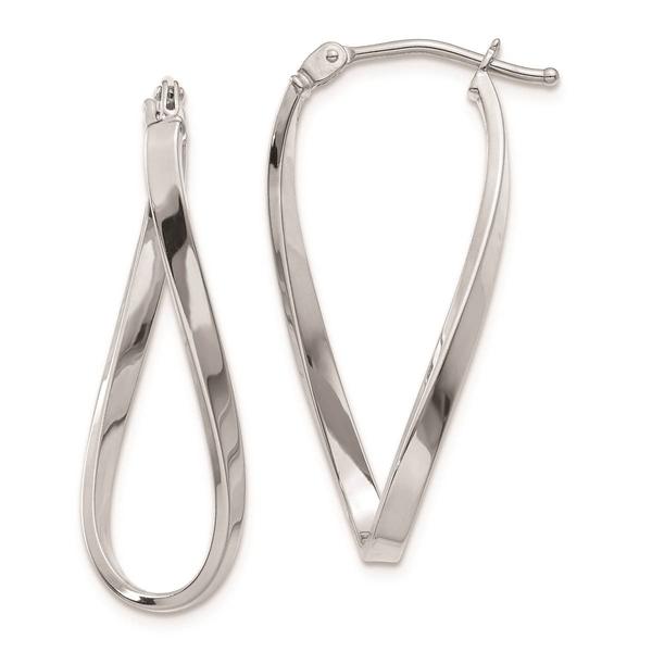 Gold Classics(tm) 14kt. White Gold Twisted 10x2mm Earrings