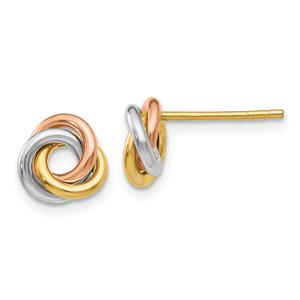 Gold Classics(tm) 8mm Tri-Color Twist Stud Earrings