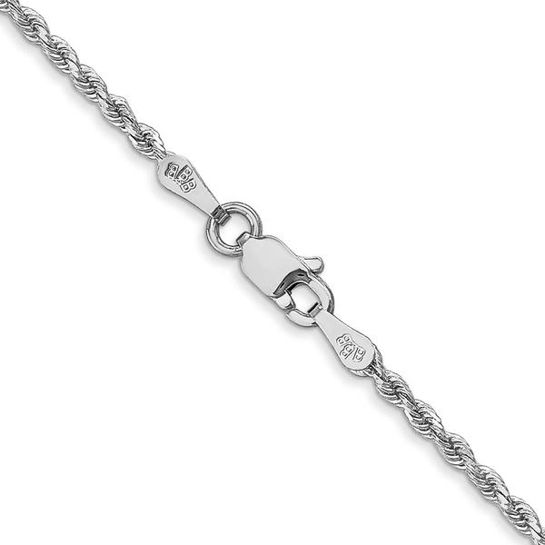 Unisex Gold Classics(tm)1.75mm.14kt. White Diamond Cut Rope Necklace