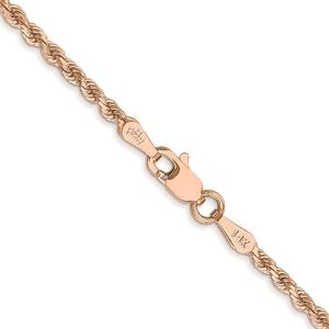 Unisex Gold Classics(tm) 2mm. Rose Gold Diamond Cut Rope Necklace