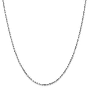 Unisex Gold Classics(tm) 2mm. White Gold Diamond Cut Rope Necklace alternate view