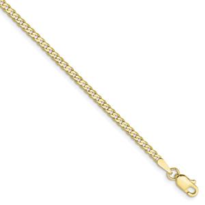 Unisex Gold Classics(tm)10kt. 2.2mm 24in Flat Beveled Chain Bracelet
