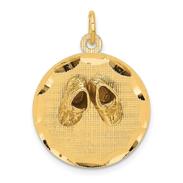 Gold Classics(tm) 14kt. Baby Shoes on Engravable Disc Charm