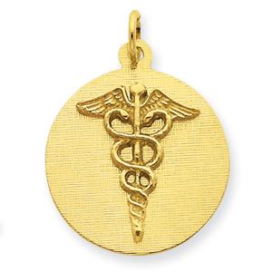 Gold Classics(tm) 14kt. Caduceus Disc Charm