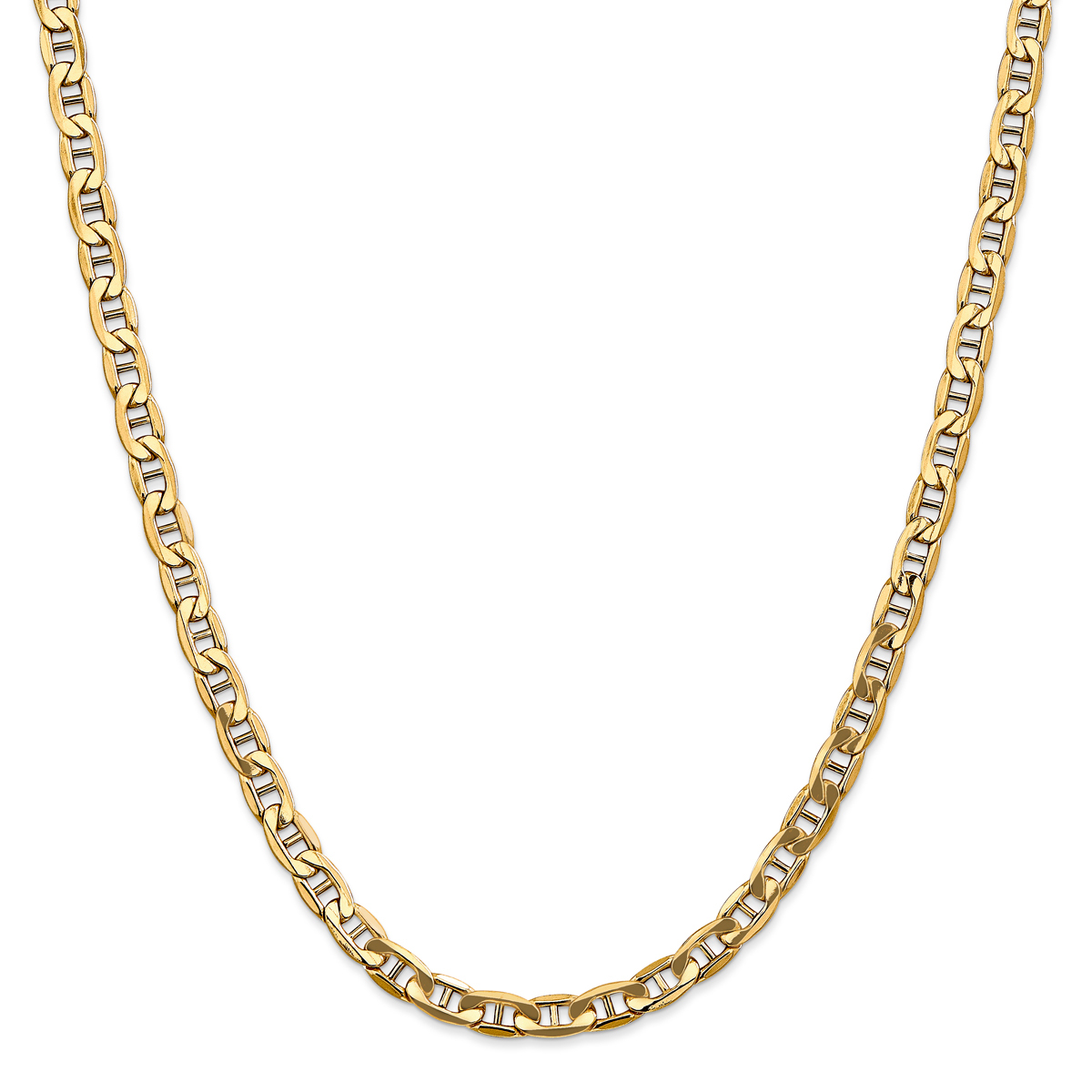 Mens Gold Classics(tm) 5.5mm. Semi-Solid Anchor Chain Necklace