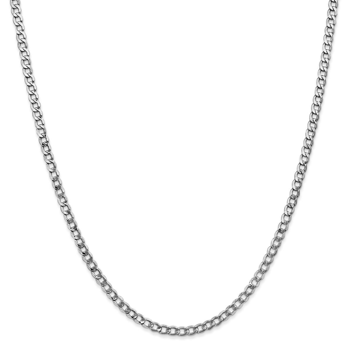 Unisex Gold Classics(tm) 3.35mm. White Gold Semi Solid Curb Necklace