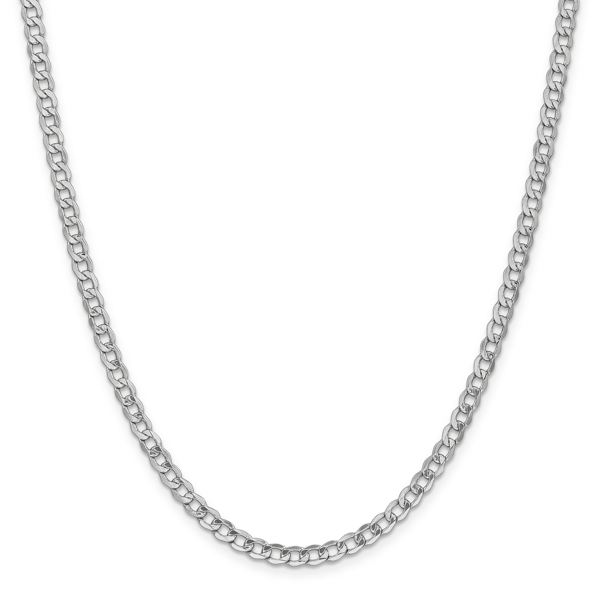 Mens Gold Classics(tm) 4.3mm. White Gold Semi Solid Curb Necklace