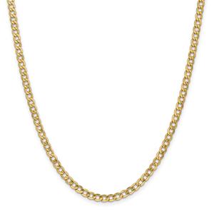 Mens Gold Classics(tm) 4.3mm. 14kt. Semi Solid Curb Link Necklace