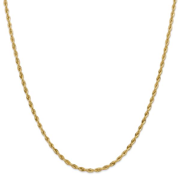 Unisex Gold Classics(tm) 3.0mm. 14kt. Semi Solid Rope Chain Necklace alternate view
