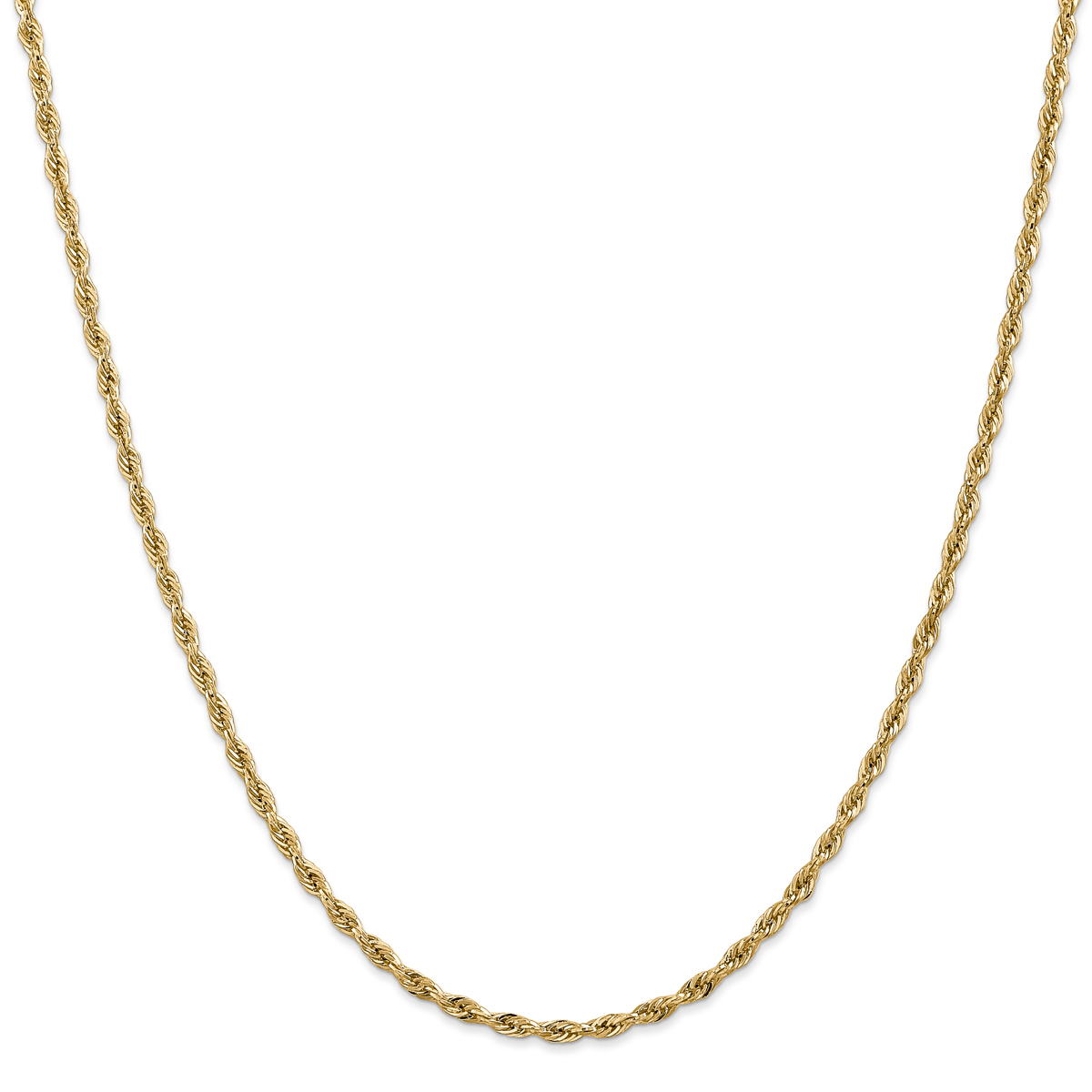 Unisex Gold Classics(tm) 2.8mm. 14kt. Semi Solid Rope Chain Necklace