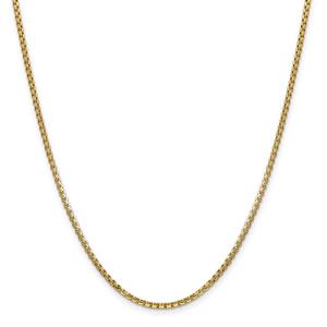 Gold Classics(tm) 2.45mm. Semi-Solid Round Box Chain Necklace