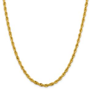 Unisex Gold Classics(tm) 4.25mm.14kt. Semi Solid Rope Chain Necklace