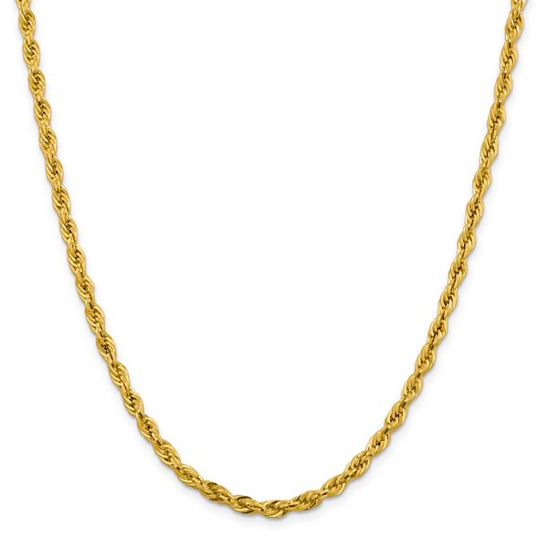 Unisex Gold Classics(tm) 4.25mm.14kt. Semi Solid Rope Chain Necklace