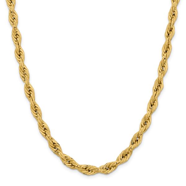 Mens Gold Classics(tm) 7.0mm. 14kt. Semi Solid Rope Chain Necklace
