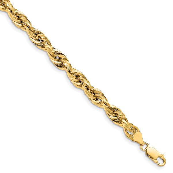 Mens Gold Classics(tm) 7.0mm. 14kt. Semi Solid Rope Chain Necklace alternate view