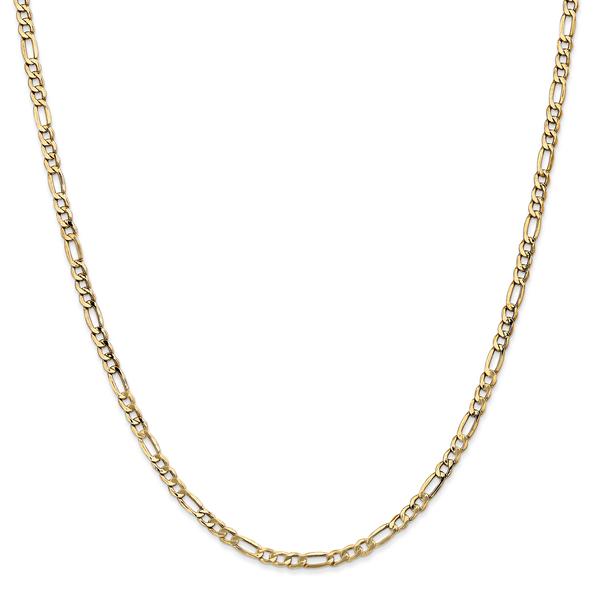 Unisex Gold Classics(tm)3.5mm.14kt. Semi Solid Figaro Chain Necklace