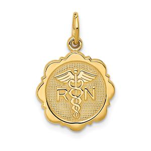 Unisex Gold Classics(tm) 14kt. Gold RN Registered Nurse Disc Charm