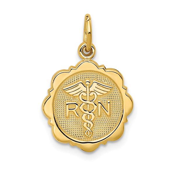 Unisex Gold Classics(tm) 14kt. Gold RN Registered Nurse Disc Charm