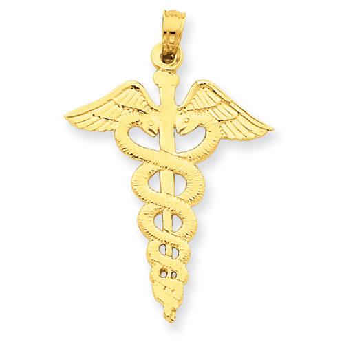 Gold Classics(tm) 14kt. Caduceus Disc Pendant