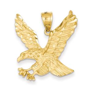 Unisex Gold Classics(tm) Satin Diamond Cut Eagle Pendant