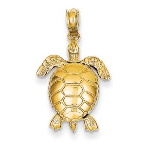 Gold Classics(tm) 14kt. 3-D Movable Turtle Pendant