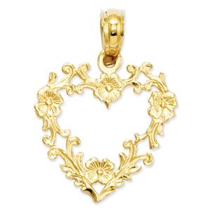 Gold Classics(tm) 14kt. Floral Cut Out Heart Pendant